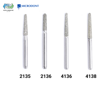 Sterilized Diamond Bur FG Safe Drill (Single Use) - Cone Round End (Pkg of 25) - Blue & Green Inc.