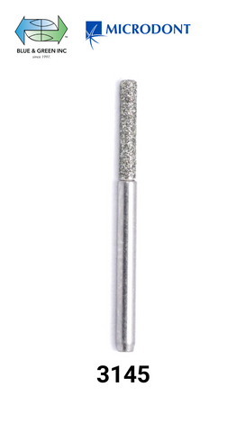 Sterilized Diamond Bur FG Safe Drill (Single Use) - Cylinder Round End (Pkg of 25) (3145) - Blue & Green Inc.