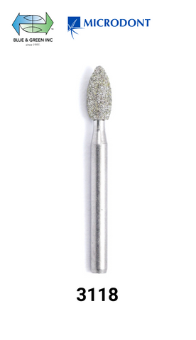 Sterilized Diamond Bur FG Safe Drill (Single Use) - Flame (Pkg of 25) (3118) - Blue & Green Inc.