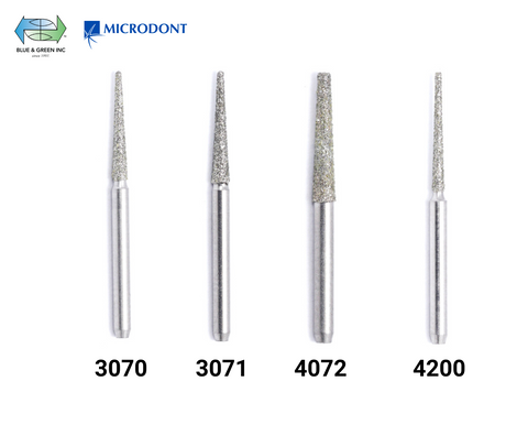 Sterilized Diamond Bur FG Safe Drill (Single Use) - Flat End Taper (Pkg of 25) - Blue & Green Inc.