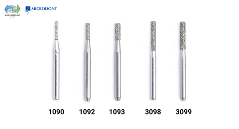 Sterilized Diamond Bur FG Safe Drill (Single Use) - Flat and Cylinder (Pkg of 25) - Blue & Green Inc.