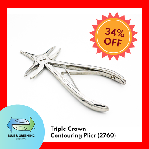 Triple tip Crown Contouring Plier (2760) Orthodontic Pliers - Blue & Green Inc.