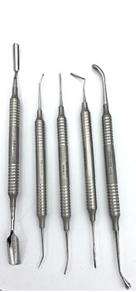 Azatek Soft Brushing 5-Piece Dental Implant Instrument Kit – Luxator Set For Lingual Flaps & Surgery – Japanese Steel