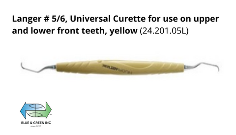 Langer # 5/6, Universal Curette for use on upper and lower front teeth, yellow (24.201.05L)Helmut Zepf