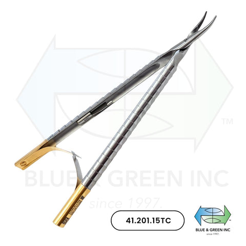 Micro Needle Holder w/ Lock, Straight or Curved (41.201.15TC)