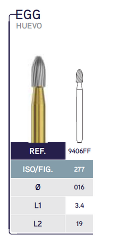 Carbide Finishing Burs - 30 Blades Egg (9406FF) - Blue & Green Inc.