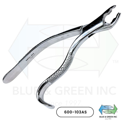 Lower Premolar Interior Forceps (600-103AS) - Blue & Green Inc.