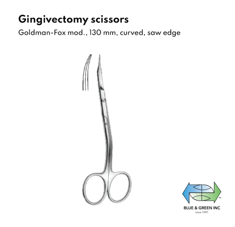 Gingivectomy scissors (HSB 051-13) Scissors - Blue & Green Inc.