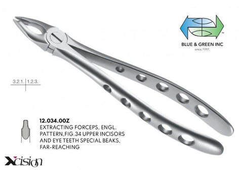 Roba Extraction Forceps, Upper Canine & Incisors (12.034.00Z) Forceps - Blue & Green Inc.