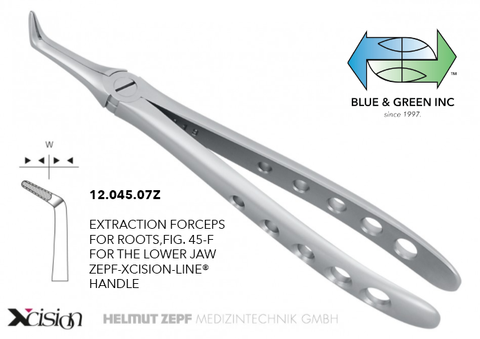 Extraction Forceps for Roots, Lower Jaw (12.045.07Z) Forceps - Blue & Green Inc.