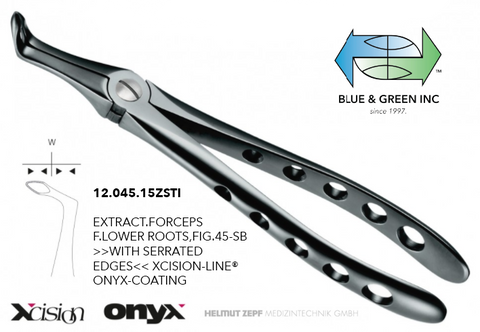 Onyx Extraction Forceps for Lower Roots 12.045.15ZSTI  - Blue & Green Inc.