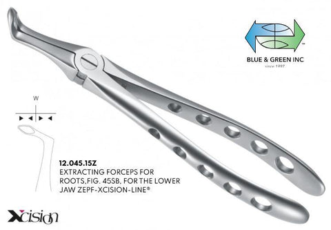 Extracting Forceps, for Lower Jaw Roots (12.045.15ZS) Forceps - Blue & Green Inc.