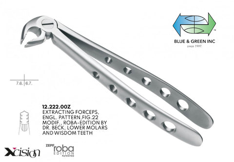 Roba Extraction Forceps, Lower Molars (12.222.00Z) - Blue & Green Inc.