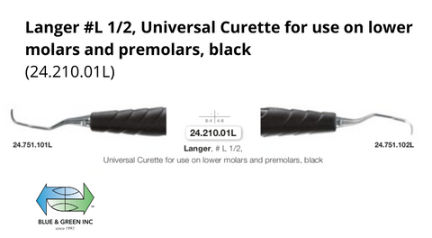 Langer 1/2 Universal Curette for use on lower molars and premolars, Bionik handle (24.210.01L)Helmut Zepf