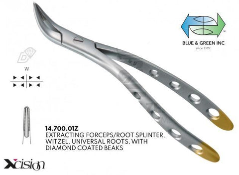 Witzel Root Splinter Forceps with Diamond Coated Beaks (14.700.01Z) Forceps - Blue & Green Inc.