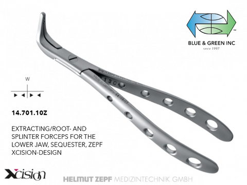 Witzel Root Splinter Forceps, Lower (14.701.10Z) - Blue & Green Inc.