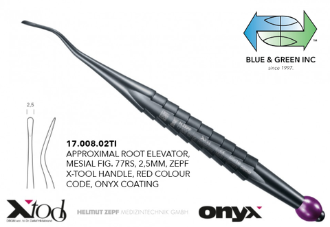 Onyx - X Tools Root Elevator Mesial (17.008.02TI) Elevator - Blue & Green Inc.