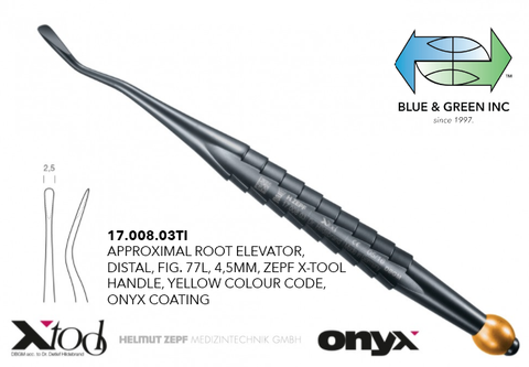 Onyx - X Tools Root Elevator Distal ( 17.008.03TI ) Elevator - Blue & Green Inc.