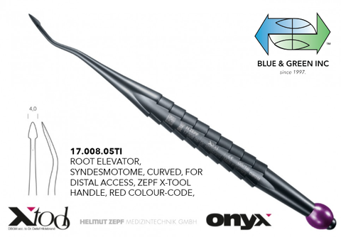 Onyx - X Tools Root Elevator Syndesmotome Curved 17.008.05TI Elevator - Blue & Green Inc.