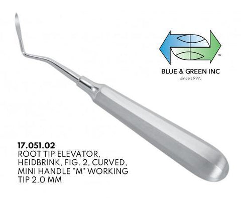 Heidbrink Root Elevator, Curved, Left (17.051.02) Elevator - Blue & Green Inc.