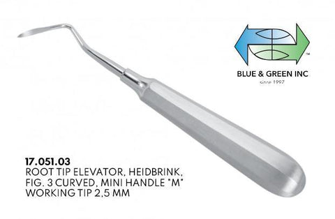 Heidbrink Root Elevator, Curved, Right (17.051.03) Elevator - Blue & Green Inc.