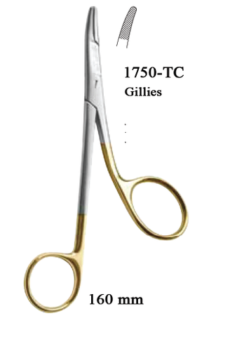 Gillies Needle Holder w/ Scissors (1750 TC) - Blue & Green Inc.
