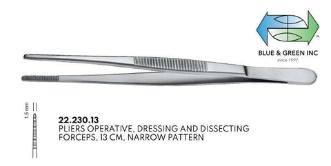 Pliers Operative, Dressing and Dissecting forceps (22.230.13 & 22.230.14) Plier - Blue & Green Inc.