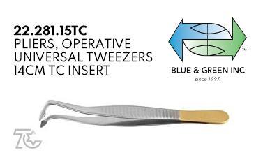 Universal Tweezers, with TC insert (22.281.15TC) Tweezer - Blue & Green Inc.