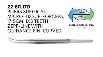 Micro Tissue Forceps 17.5cm w/ Diamond Coating (22.811.17 + 22.811.17D) Tissue Forceps - Blue & Green Inc.