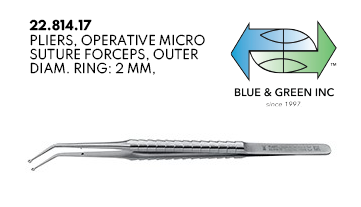 Micro Suture Forceps 18cm, 2mm (22.814.17) Suture Forceps - Blue & Green Inc.