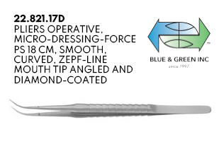 Micro Dressing Forceps 18cm w/ Diamond Coating (22.821.17 + 22.821.17D) Forceps - Blue & Green Inc.