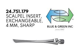 Scalpel Insert, Exchangeable, 4mm, Sharp (24.751.179) scalpel - Blue & Green Inc.