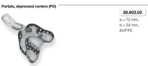Perforated Anatomic Ehricke, Partials/Depressed Centers, Upper Jaw (28.602.01-03) Impression Tray - Blue & Green Inc.