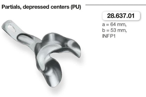 Anatomic Ehricke, Partials/Depressed Centers, Lower Jaw (28.637.01-03) Impression Tray - Blue & Green Inc.
