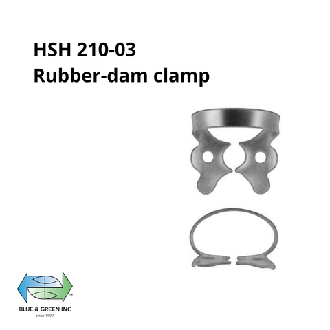 Rubber dam Clamp, for premolars (HSH 210-03) Rubber dam Clamp - Blue & Green Inc.