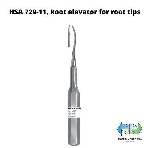 Root elevator for root tips (HSA 729-11) Elevator - Blue & Green Inc.