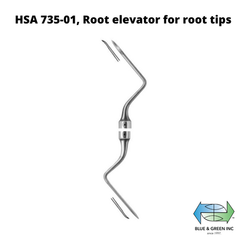 Heidbrink Root elevator for root tips (HSA 735-01) Elevator - Blue & Green Inc.
