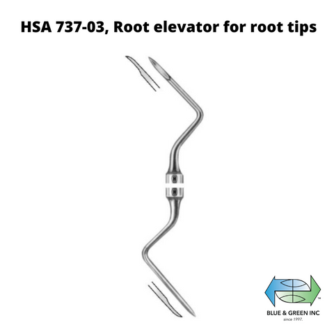 Heidbrink Root elevator for root tips (HSA 737-03) Elevator - Blue & Green Inc.