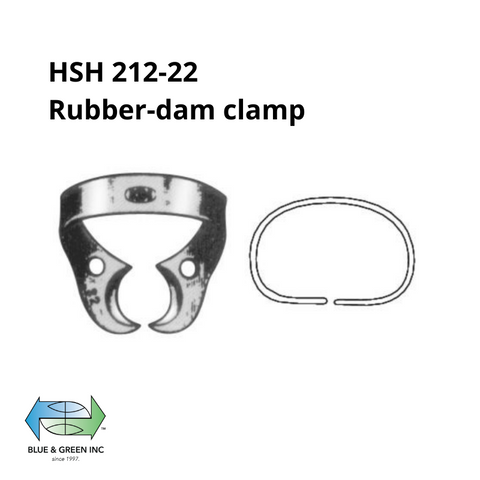 Rubber-dam clamp (HSH 212-22) Rubber dam Clamp - Blue & Green Inc.