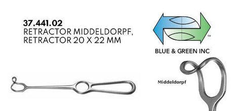 Retractor Middeldorpf, 20x22mm (37.441.02) Retractors - Blue & Green Inc.