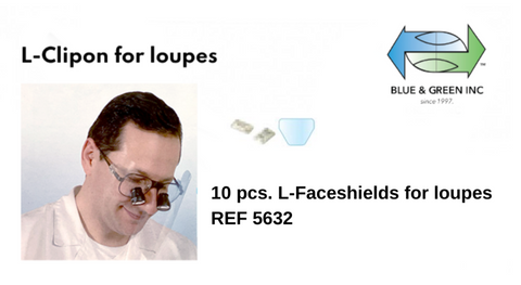 Refill L-Face Shields for Loupes, 10 pcs (5632) L-clipon - Blue & Green Inc.