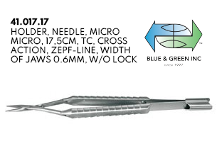 Double-Action Micro Needle Holder (41.017.17) Needle Holder - Blue & Green Inc.