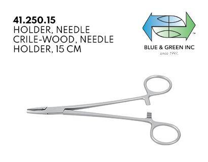 Needle Holder, Crile-Wood, 15cm (41.250.15) Needle Holder - Blue & Green Inc.