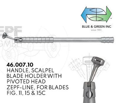 Handle, Scalpel Blade Holder with Pivoted Head (46.007.10) Handle - Blue & Green Inc.