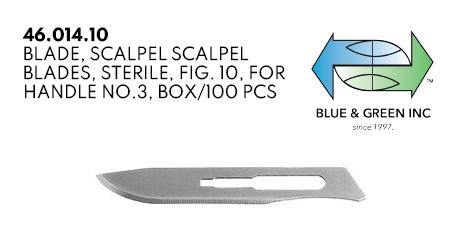 Scalpel Blades, For handle no.3 (46.014.10) blade - Blue & Green Inc.