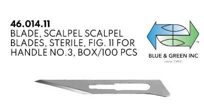 Scalpel Blades, for handle no.3 , box 100pcs (46.014.11) blade - Blue & Green Inc.