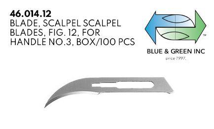 Blade Scalpel, for handle no.3, box 100pcs (46.014.12)  - Blue & Green Inc.