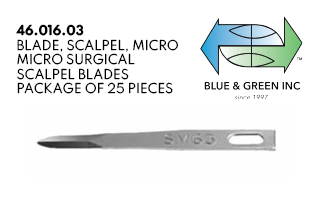 Micro Surgical Scalpel Blades, 25 pieces (46.016.03) Scalpel Insert - Blue & Green Inc.