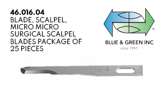 Micro Surgical Scalpel Blade, 25 pieces(46.016.04) Scalpel Insert - Blue & Green Inc.