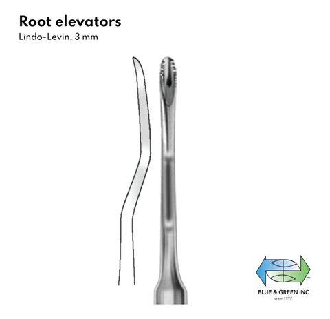 Root elevators serrated 3mm (701-04) Elevator - Blue & Green Inc.